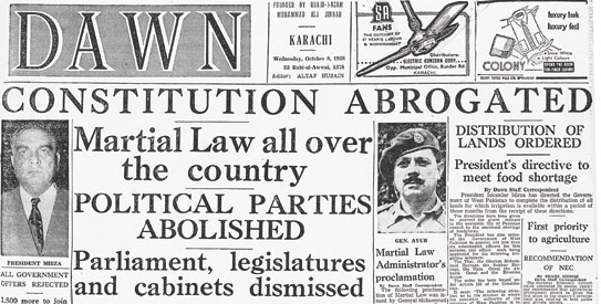 Who imposed the first martial law in Pakistan? 3 first martial law in pakistan