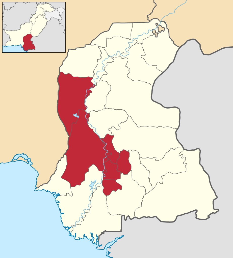 Which is the largest division of Sindh Pakistan by Area? 2 largest division of sindh by area